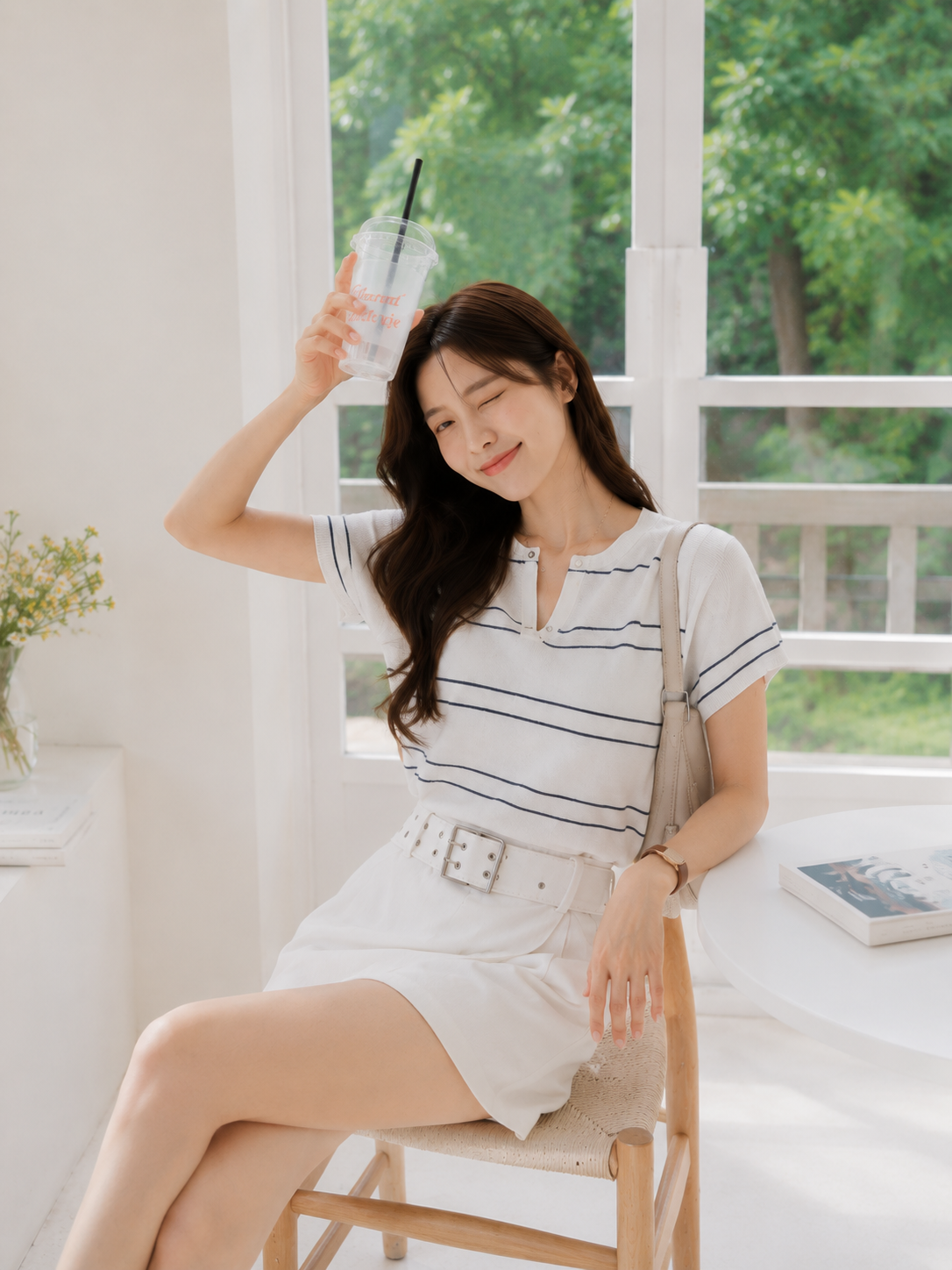 Maxime Denim Skort - White