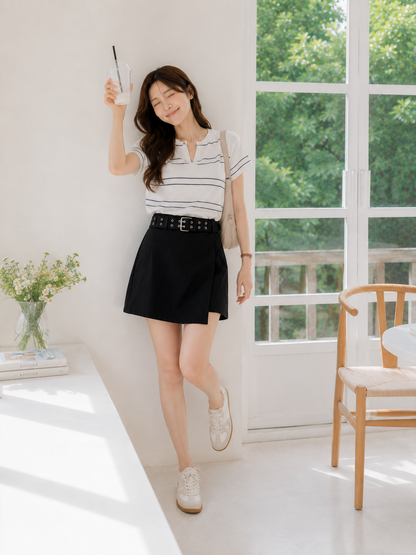 Maxime Denim Skort - Black