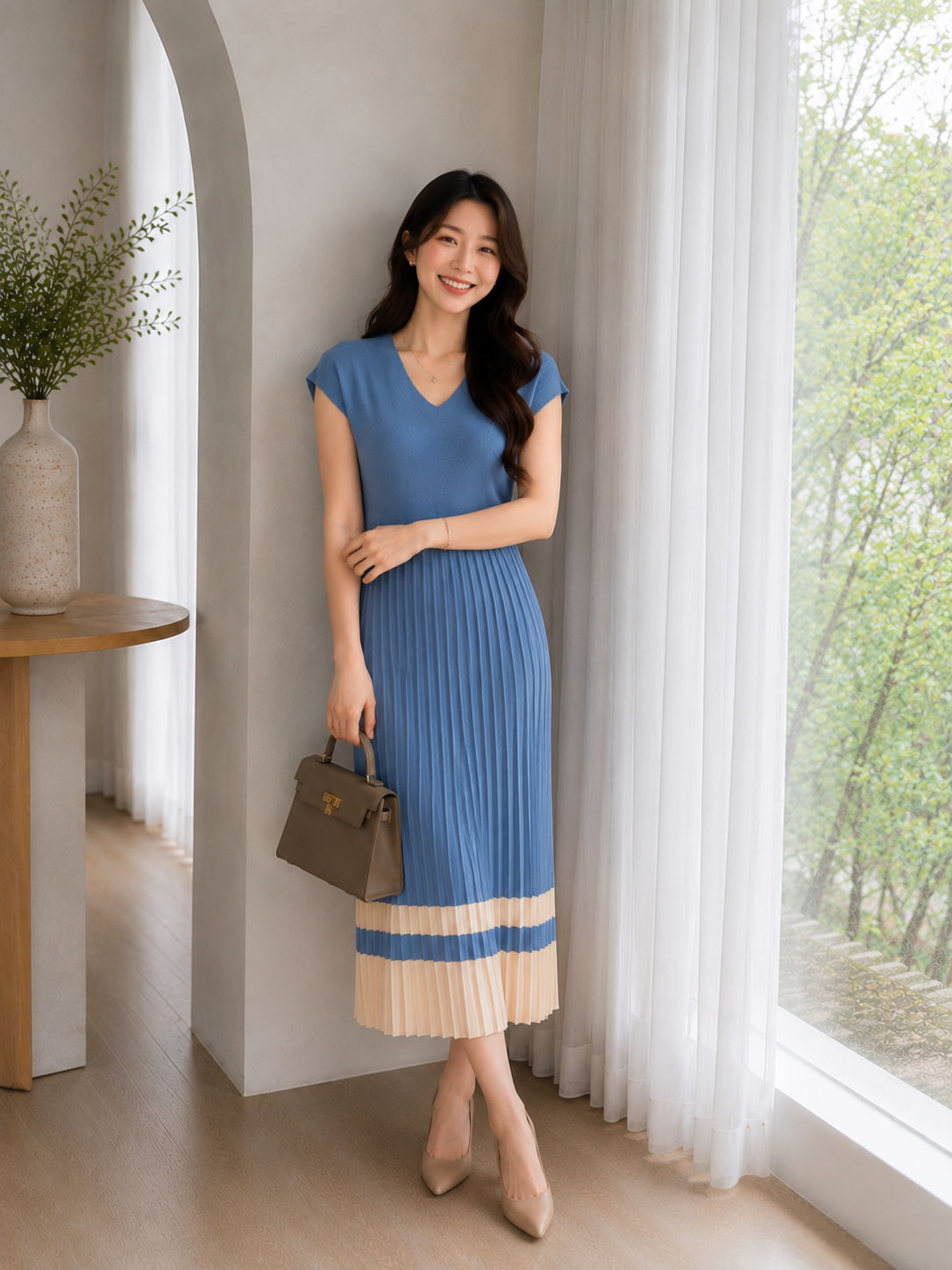 Malaya Vneck Knit Dress - Blue