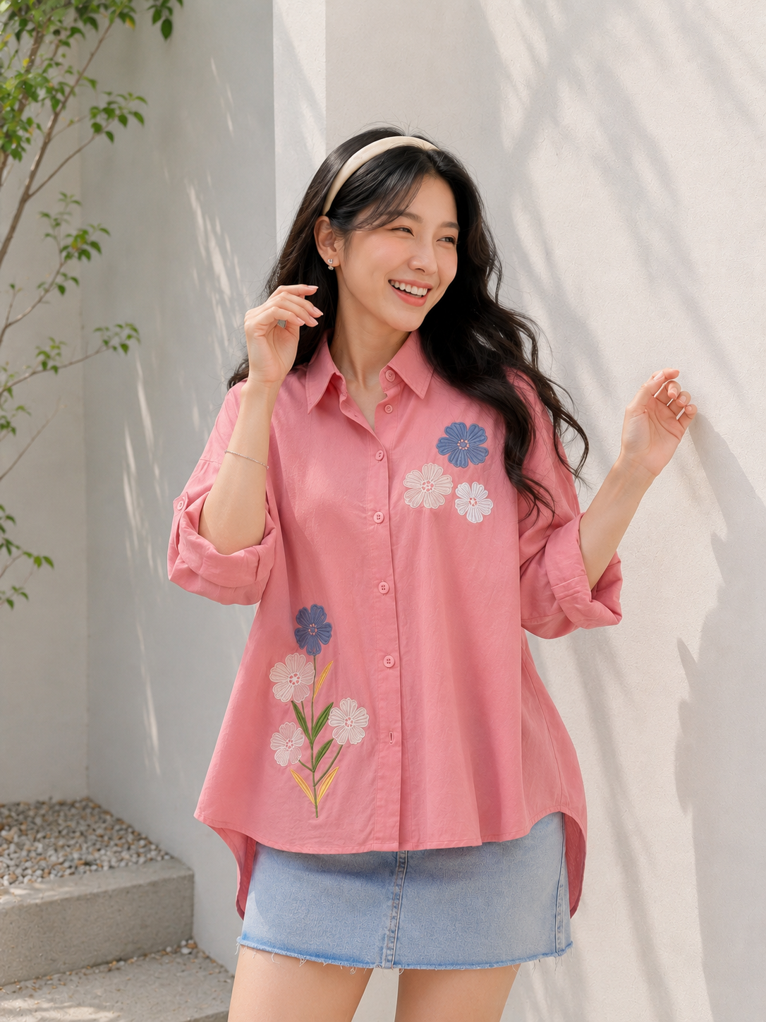 Jamie Double Button Shirt - Pink