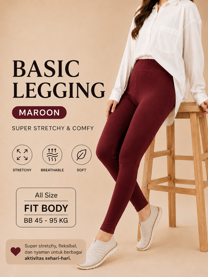 Basic Legging - Maroon