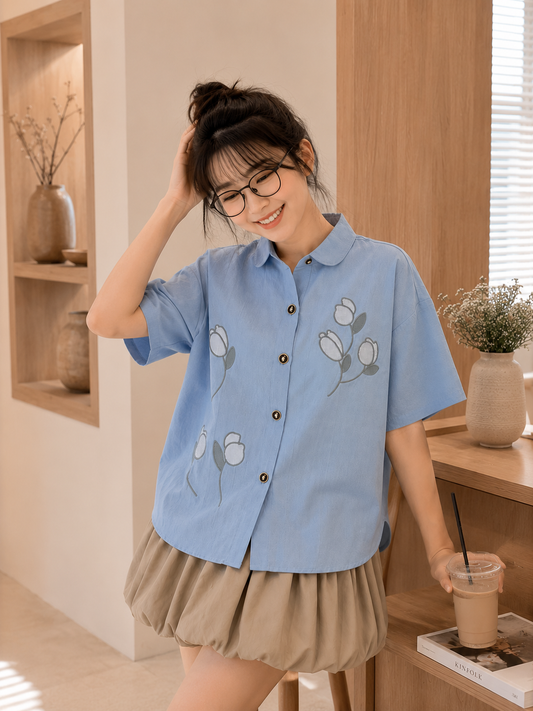 Carson Collar Shirt - Blue