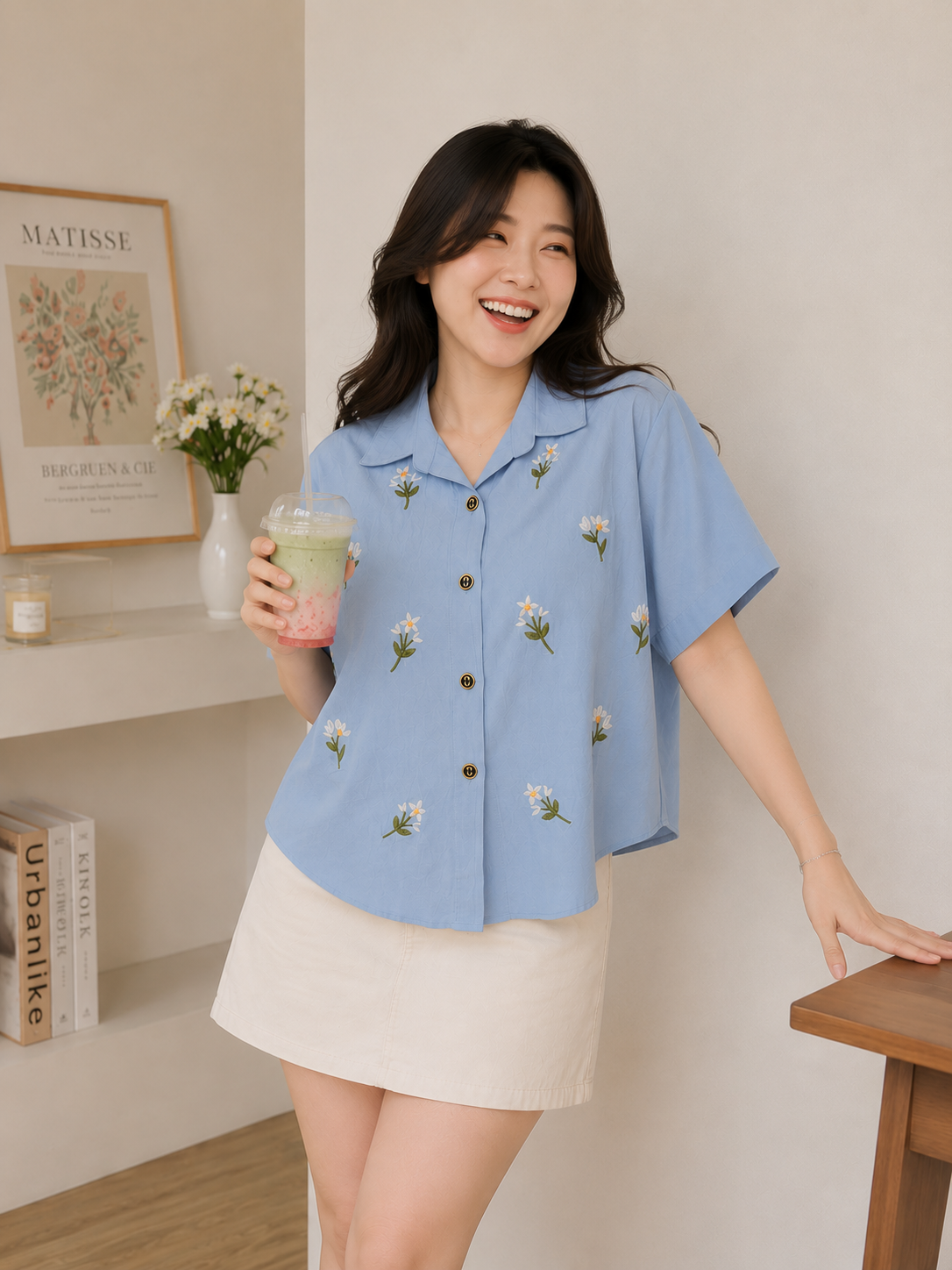 Riley Mini Flower Shirt - Blue