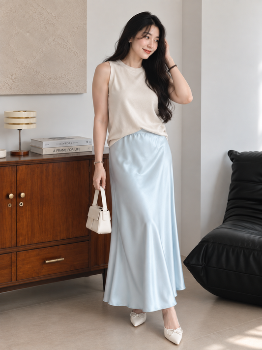 Briela Long Skirt - Ice Blue