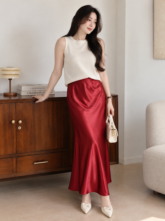 Briela Long Skirt - Rubyred