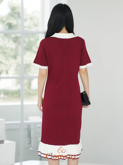 Malia Knit Dress - Maroon