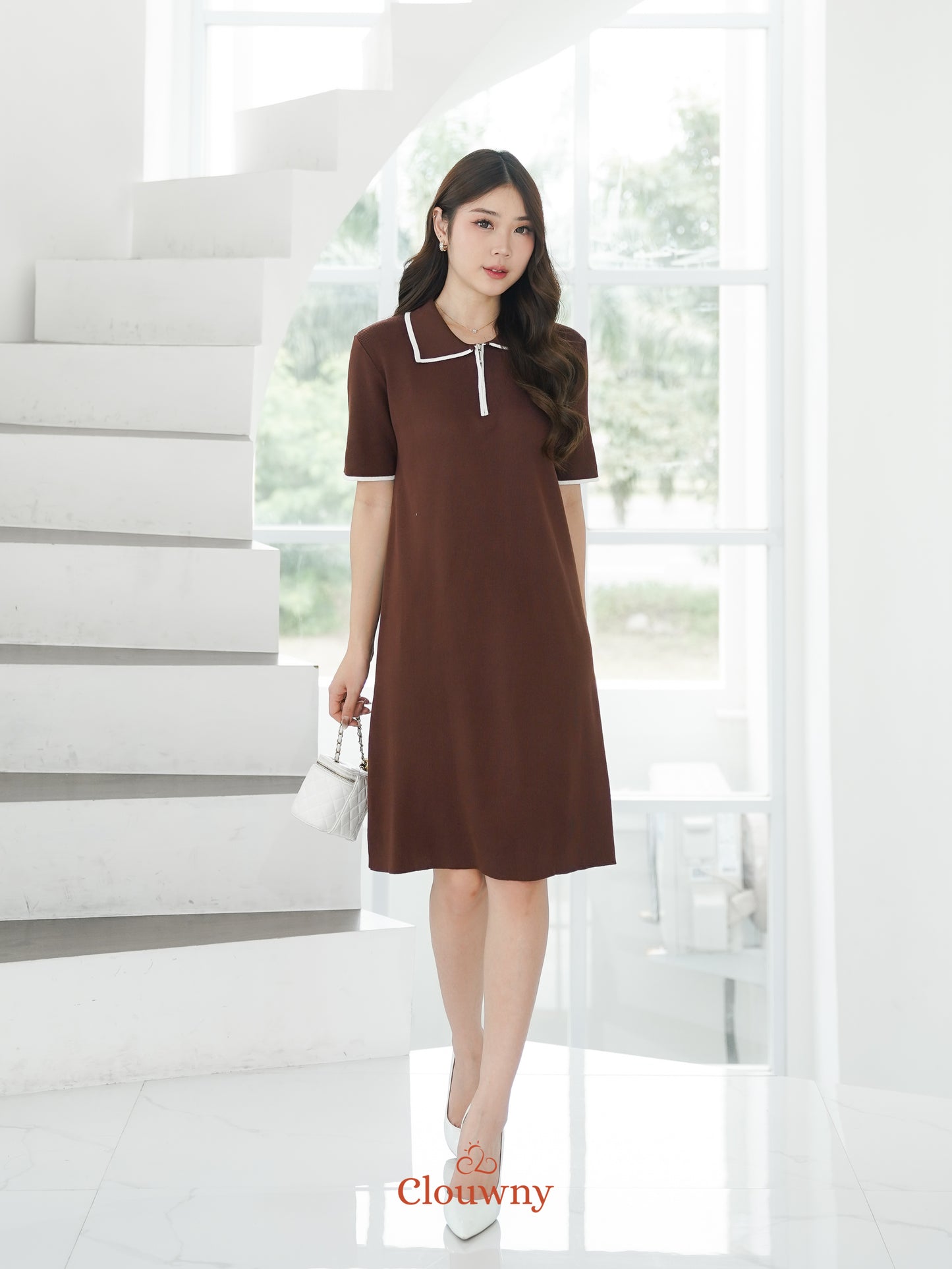 Marda Polo Knit Dress - Coffee