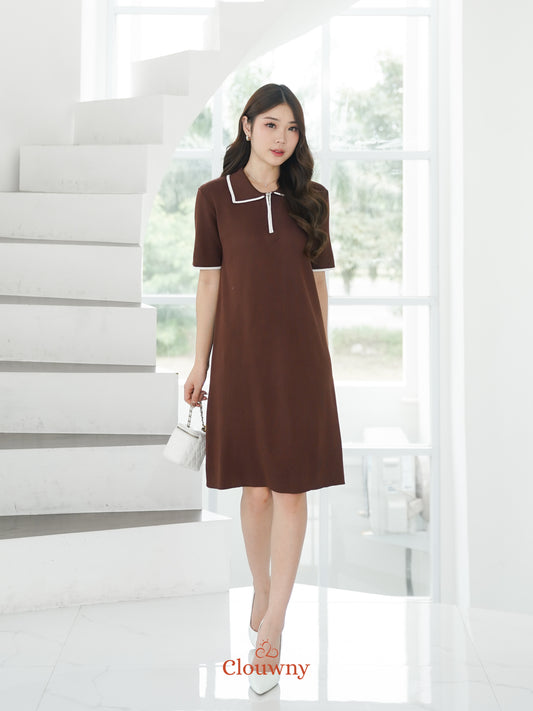 Marda Polo Knit Dress - Coffee