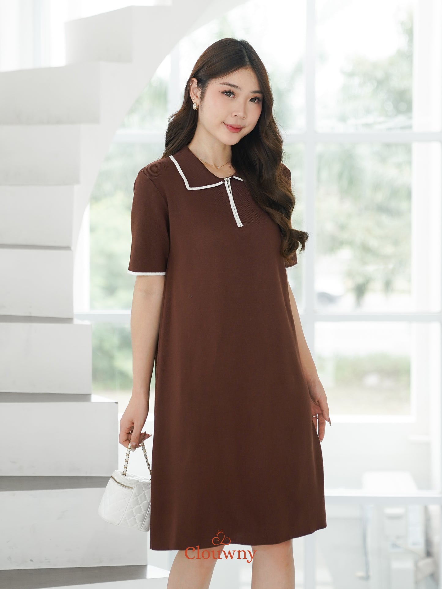 Marda Polo Knit Dress - Coffee