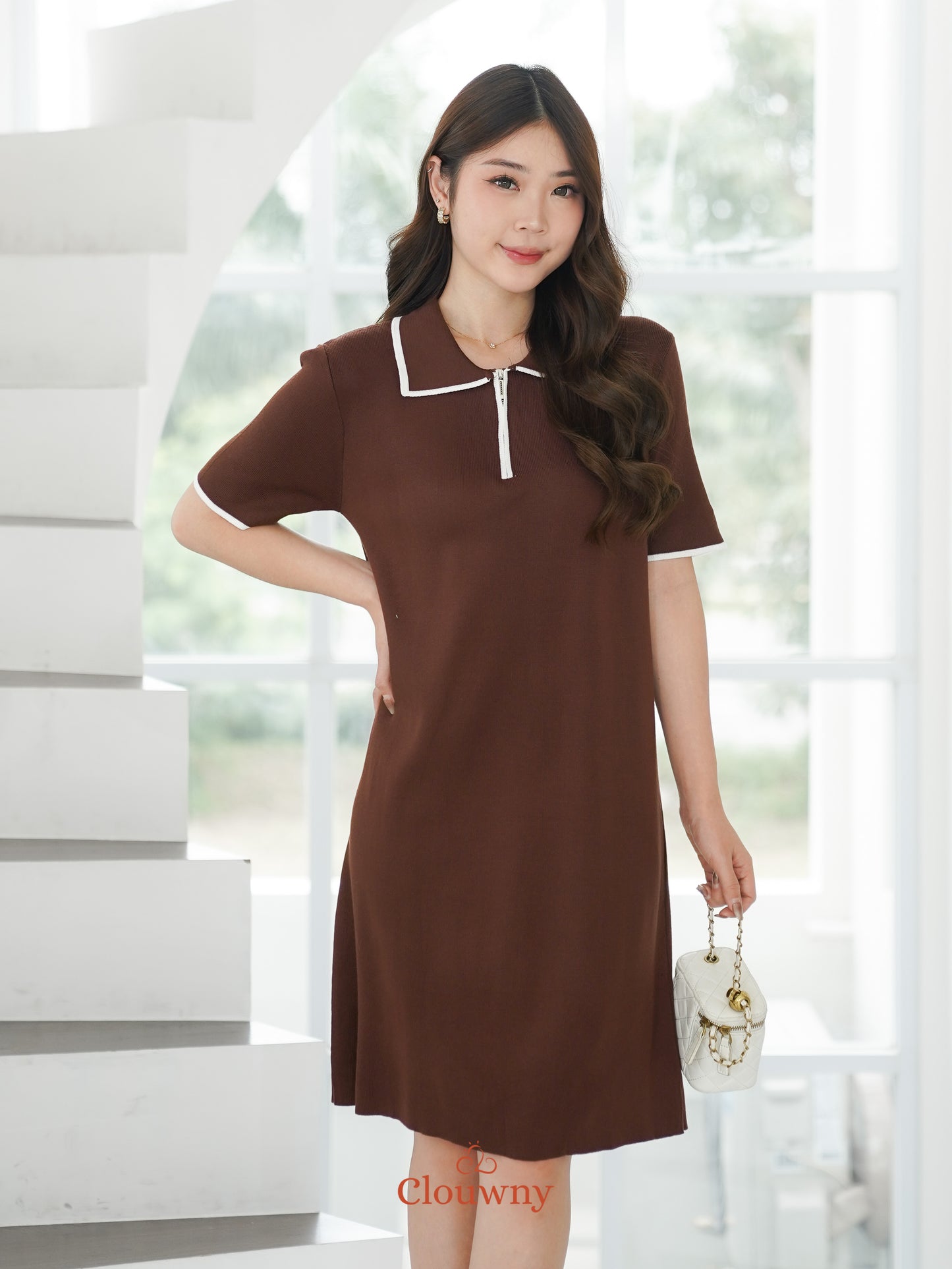 Marda Polo Knit Dress - Coffee
