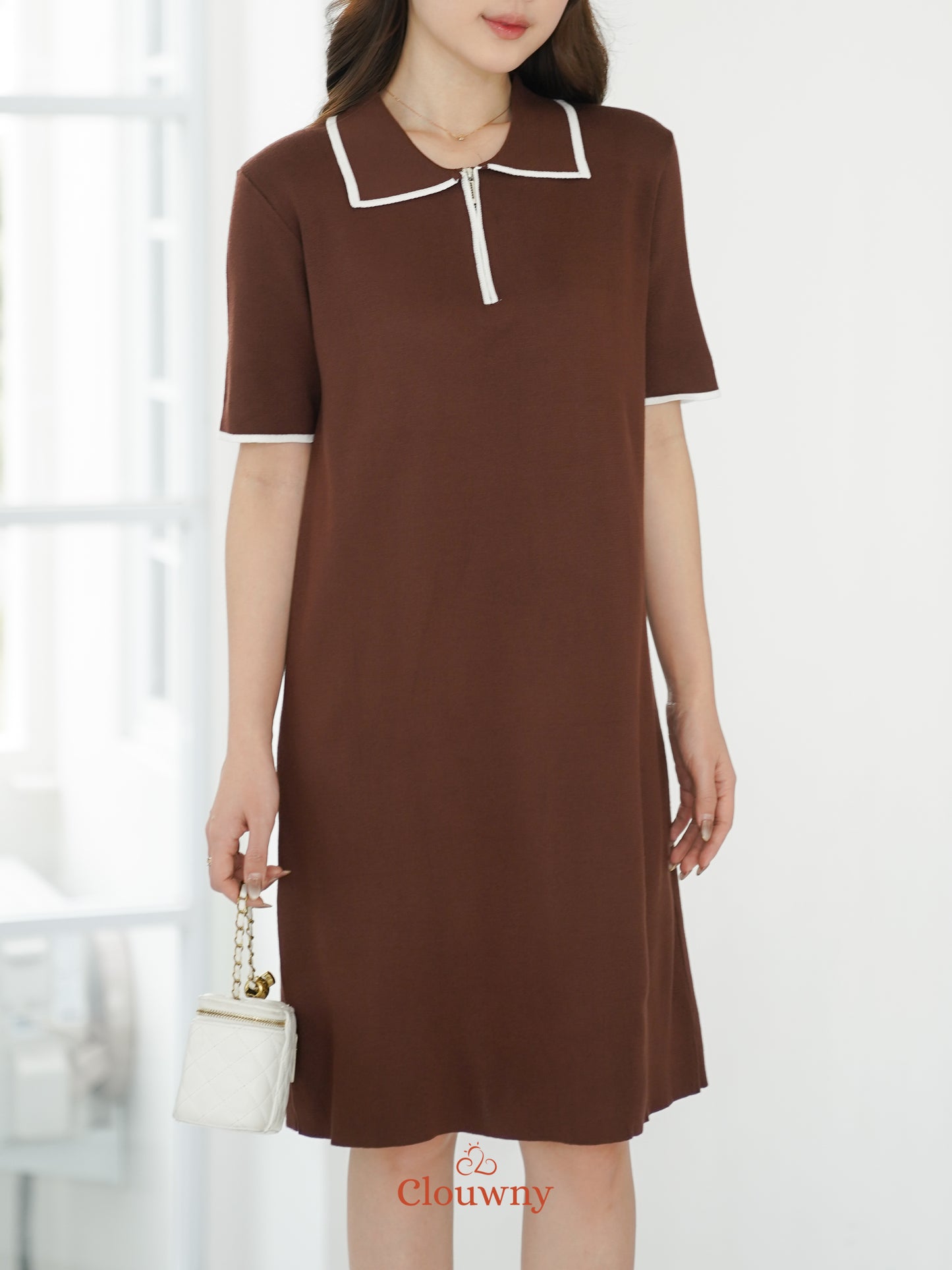Marda Polo Knit Dress - Coffee