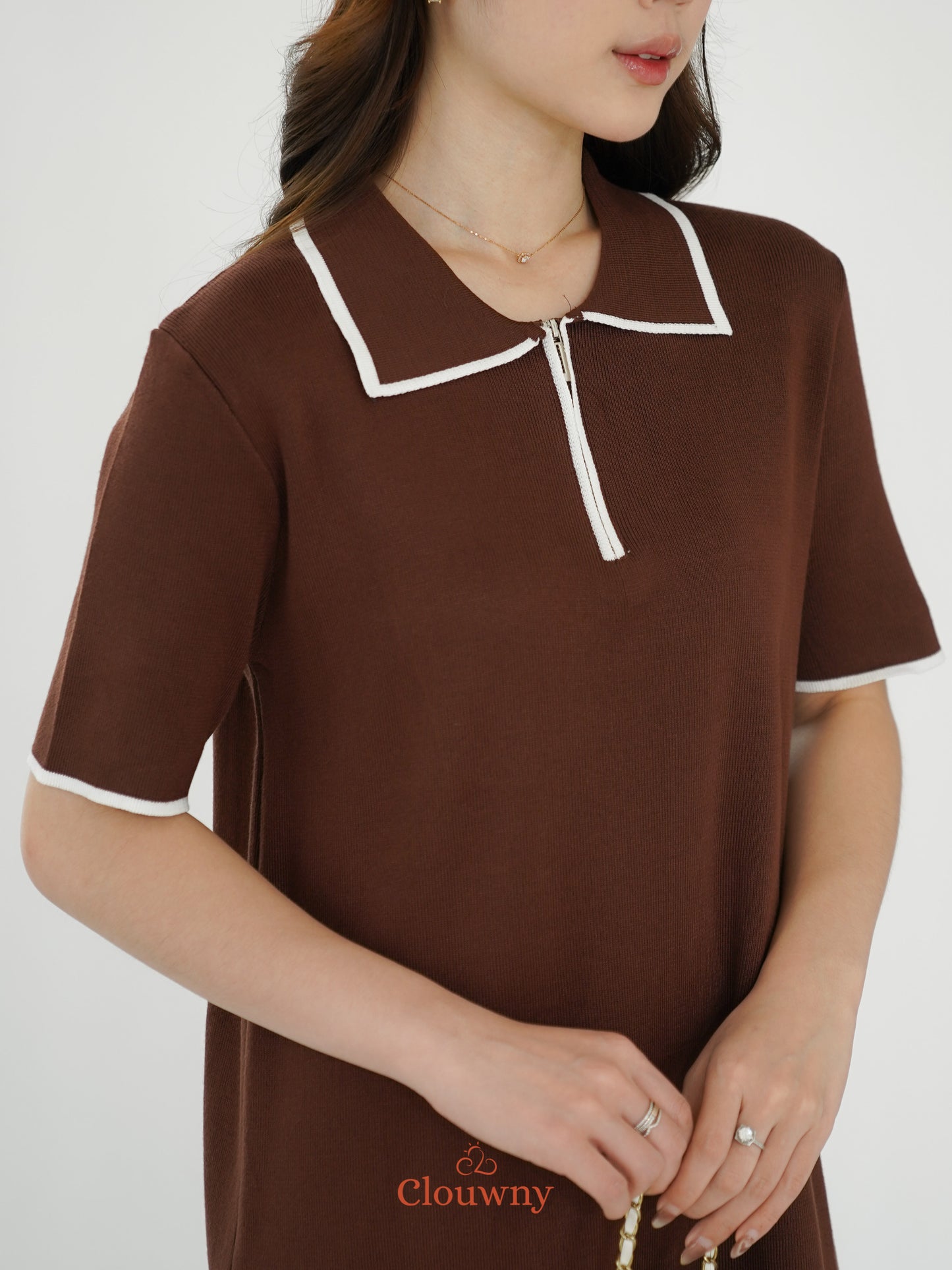 Marda Polo Knit Dress - Coffee