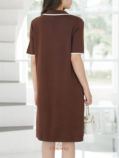 Marda Polo Knit Dress - Coffee