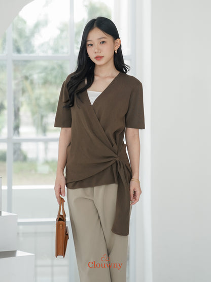 Yala Bow Knit Top - Coffee