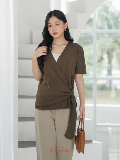 Yala Bow Knit Top - Coffee