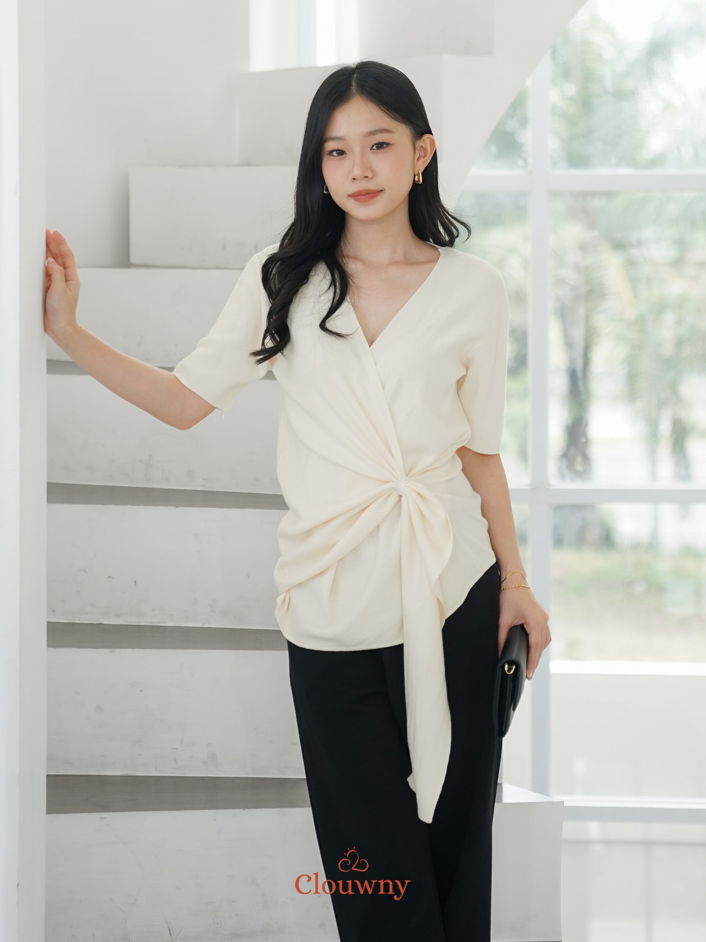 Yala Bow Knit Top - Broken White