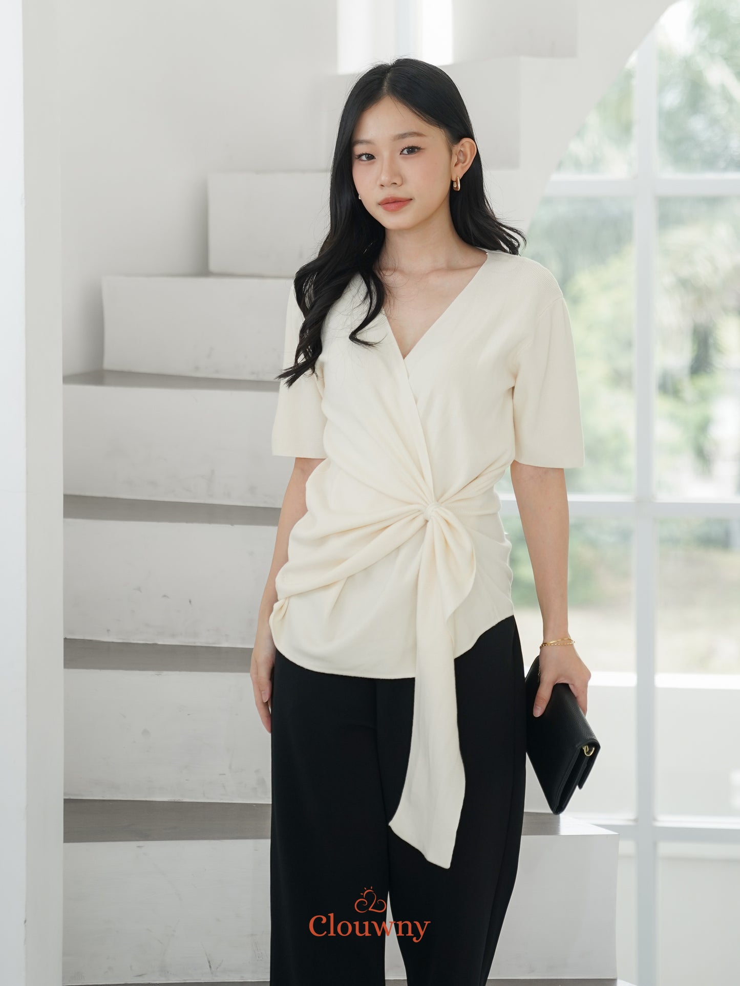 Yala Bow Knit Top - Broken White