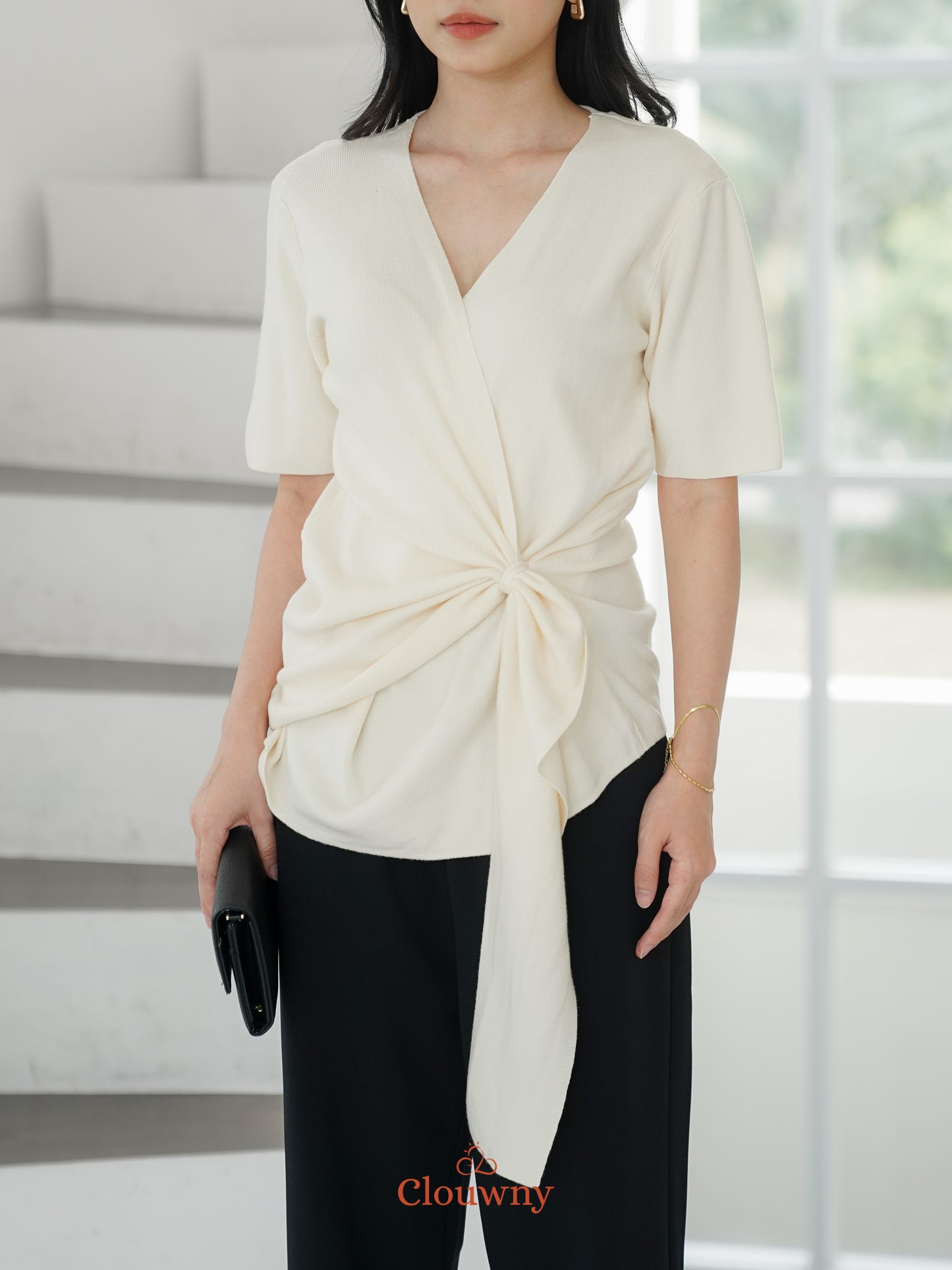 Yala Bow Knit Top - Broken White