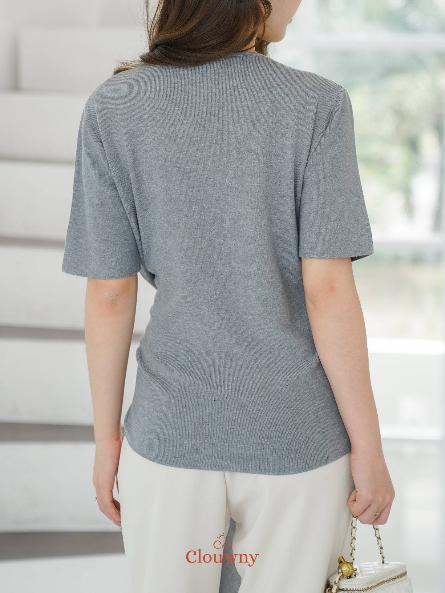 Yala Bow Knit Top - Grey