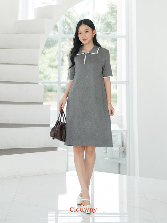 Marda Polo Knit Dress - Grey