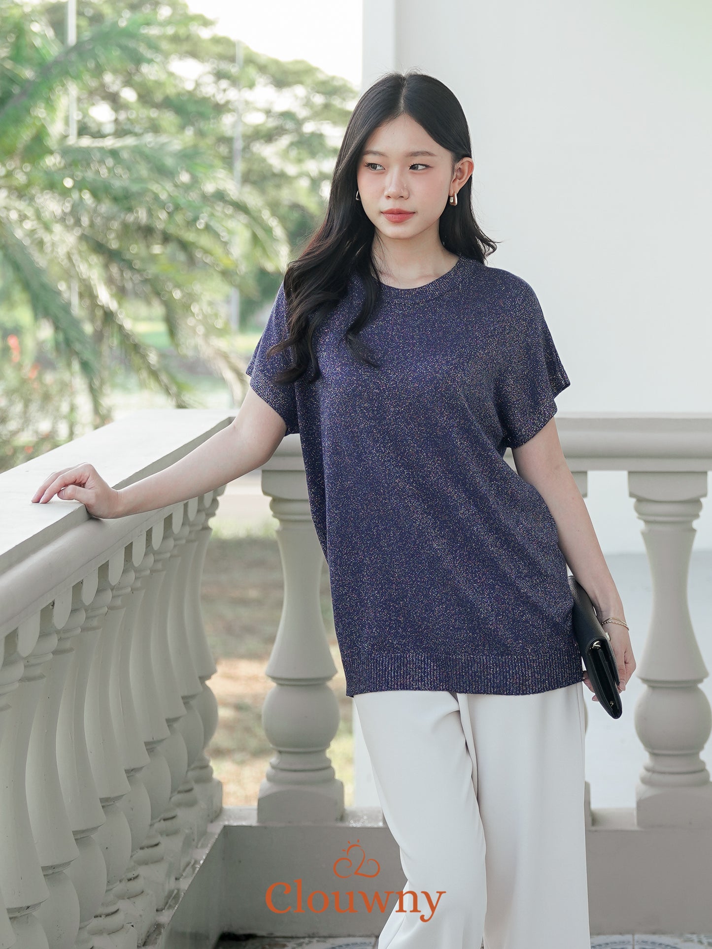 Umaira Glitter Top - Navy