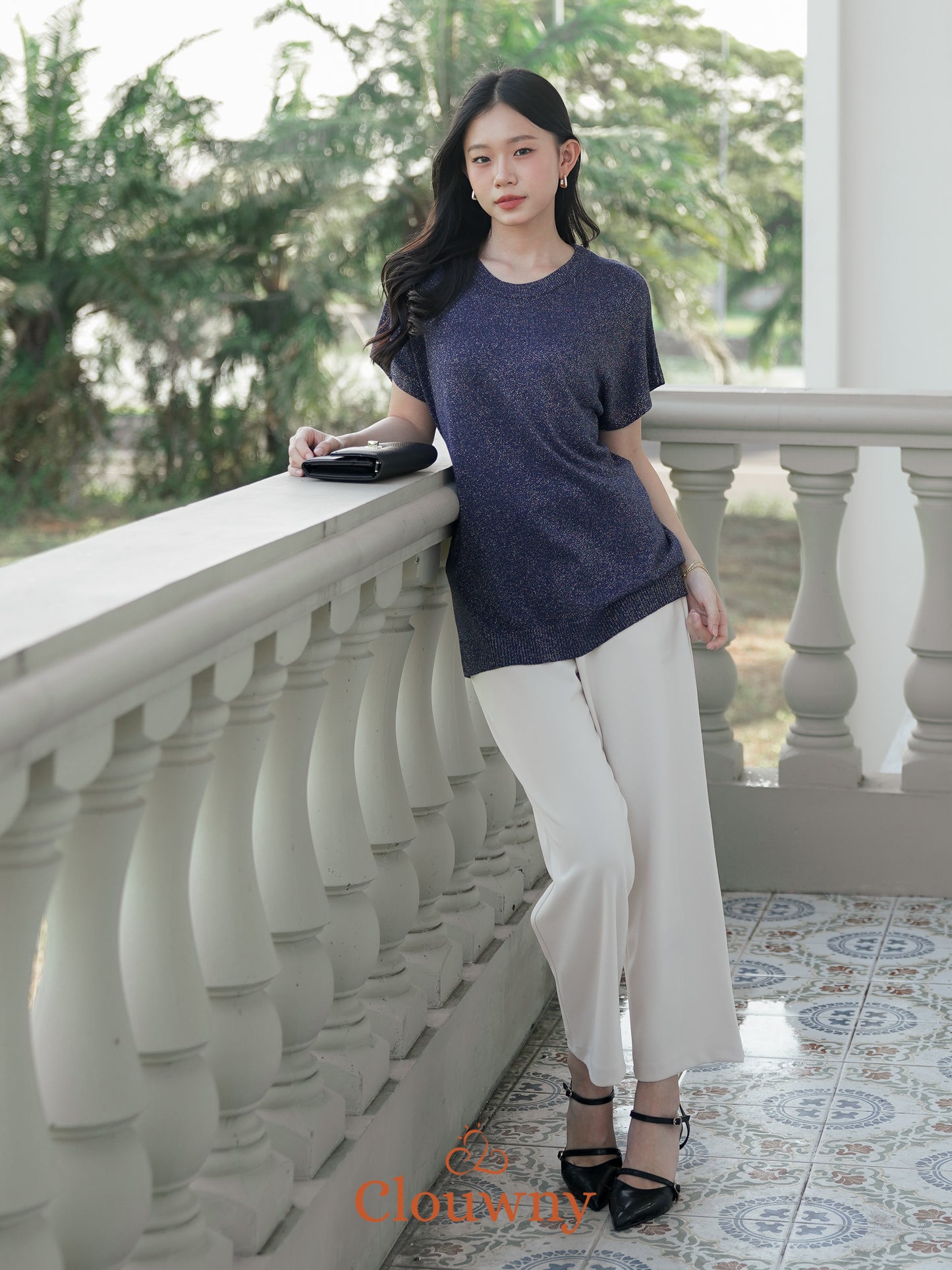Umaira Glitter Top - Navy
