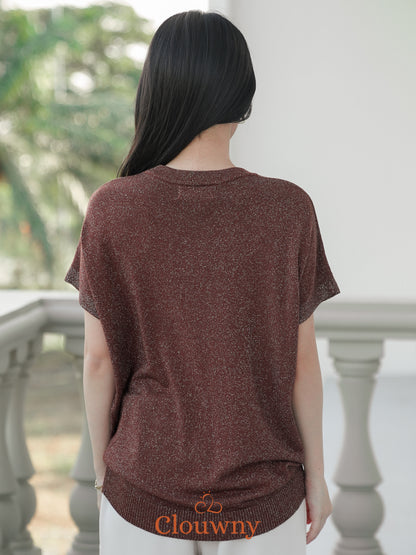 Umaira Glitter Top - Coffee