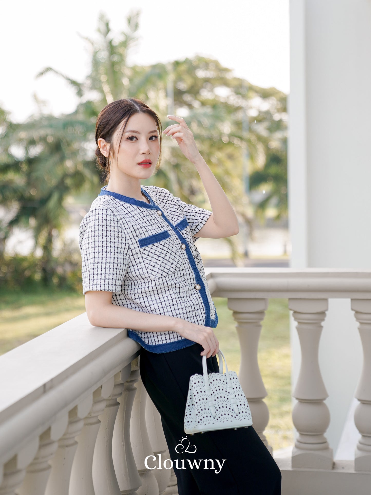 Chicago Tweed Top - White