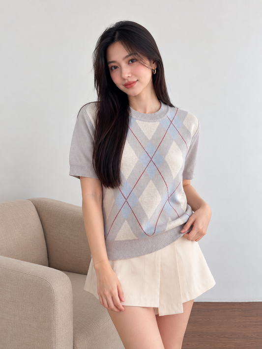 London Knit Top - Light Grey
