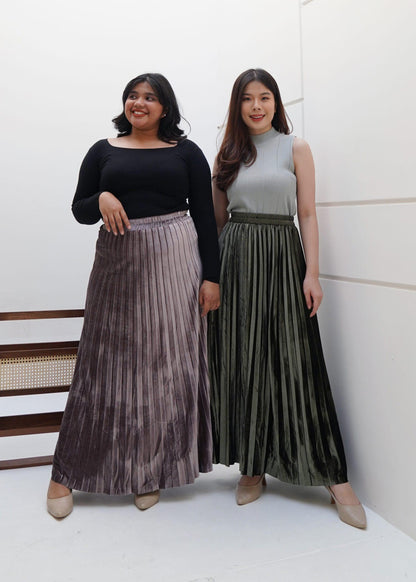 Minari Velvet Skirt - Army