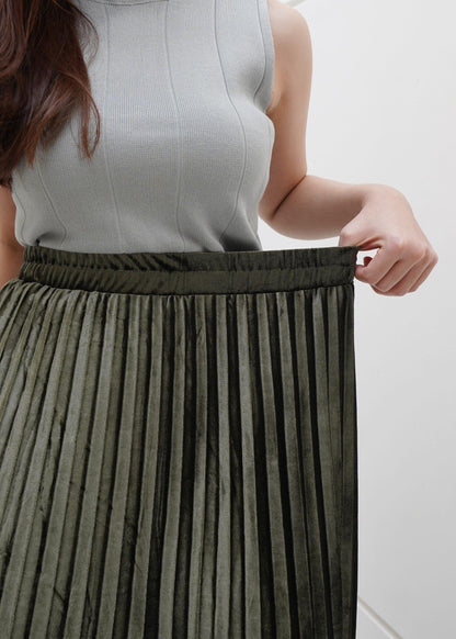 Minari Velvet Skirt - Army