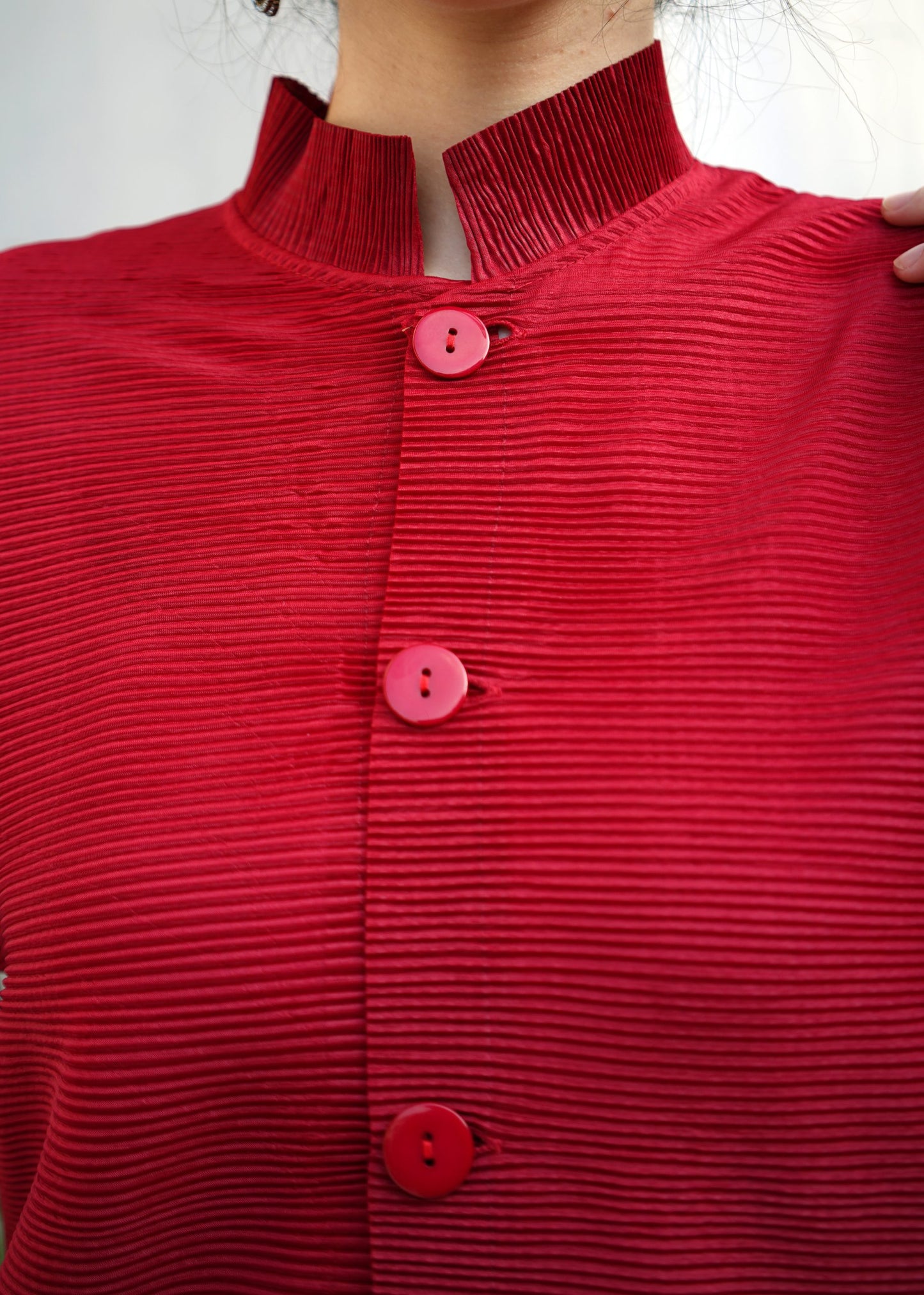 Gravity Button Pleats Tunik - Maroon