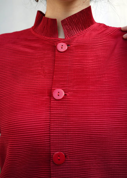 Gravity Button Pleats Tunik - Maroon