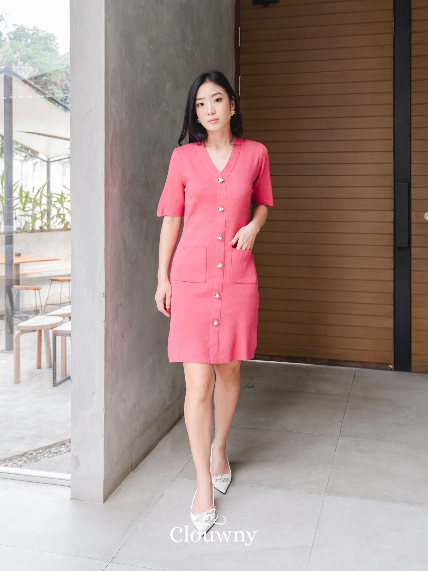 Behati Button Dress - Pink