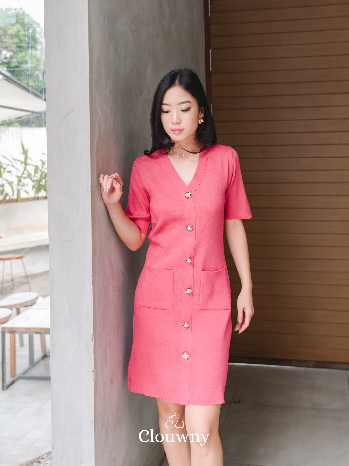 Behati Button Dress - Pink