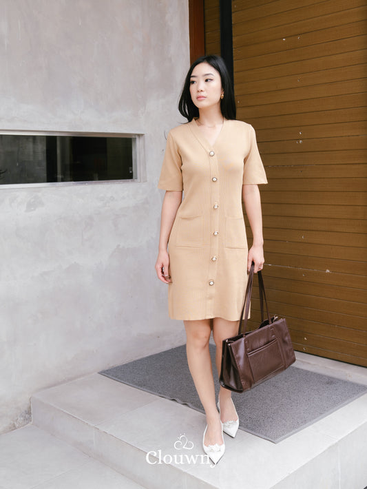 Behati Button Dress - Khaki