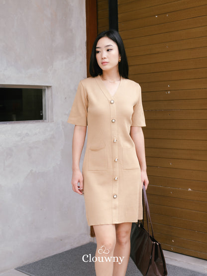 Behati Button Dress - Khaki