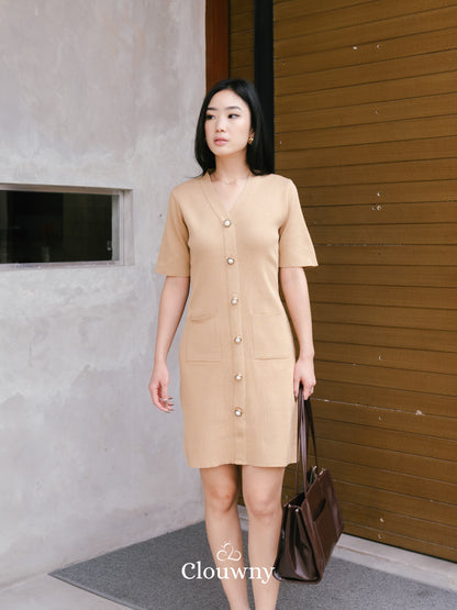 Behati Button Dress - Khaki