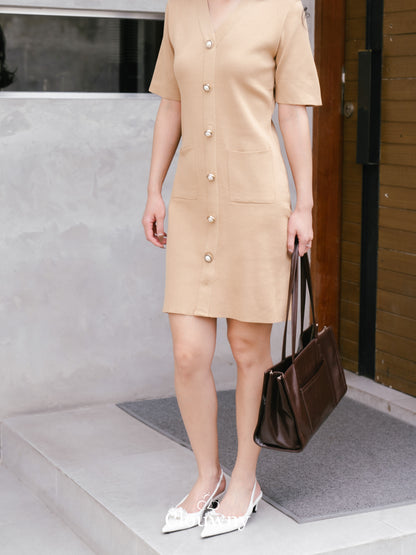 Behati Button Dress - Khaki