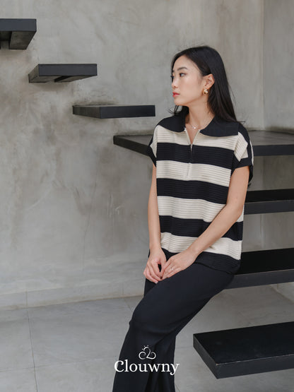 Vio Stripes Knit Set - Black