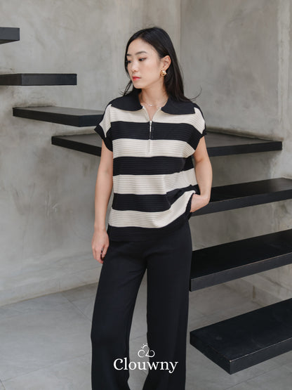 Vio Stripes Knit Set - Black