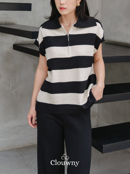 Vio Stripes Knit Set - Black