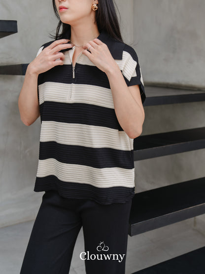 Vio Stripes Knit Set - Black