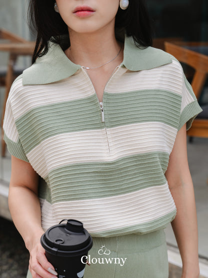 Vio Stripes Knit Set - Light Green