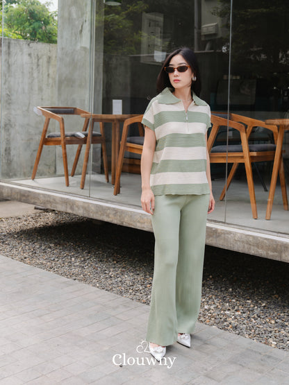 Vio Stripes Knit Set - Light Green