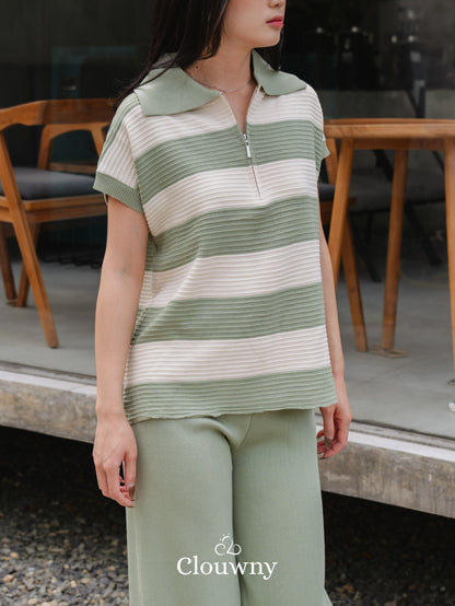 Vio Stripes Knit Set - Light Green