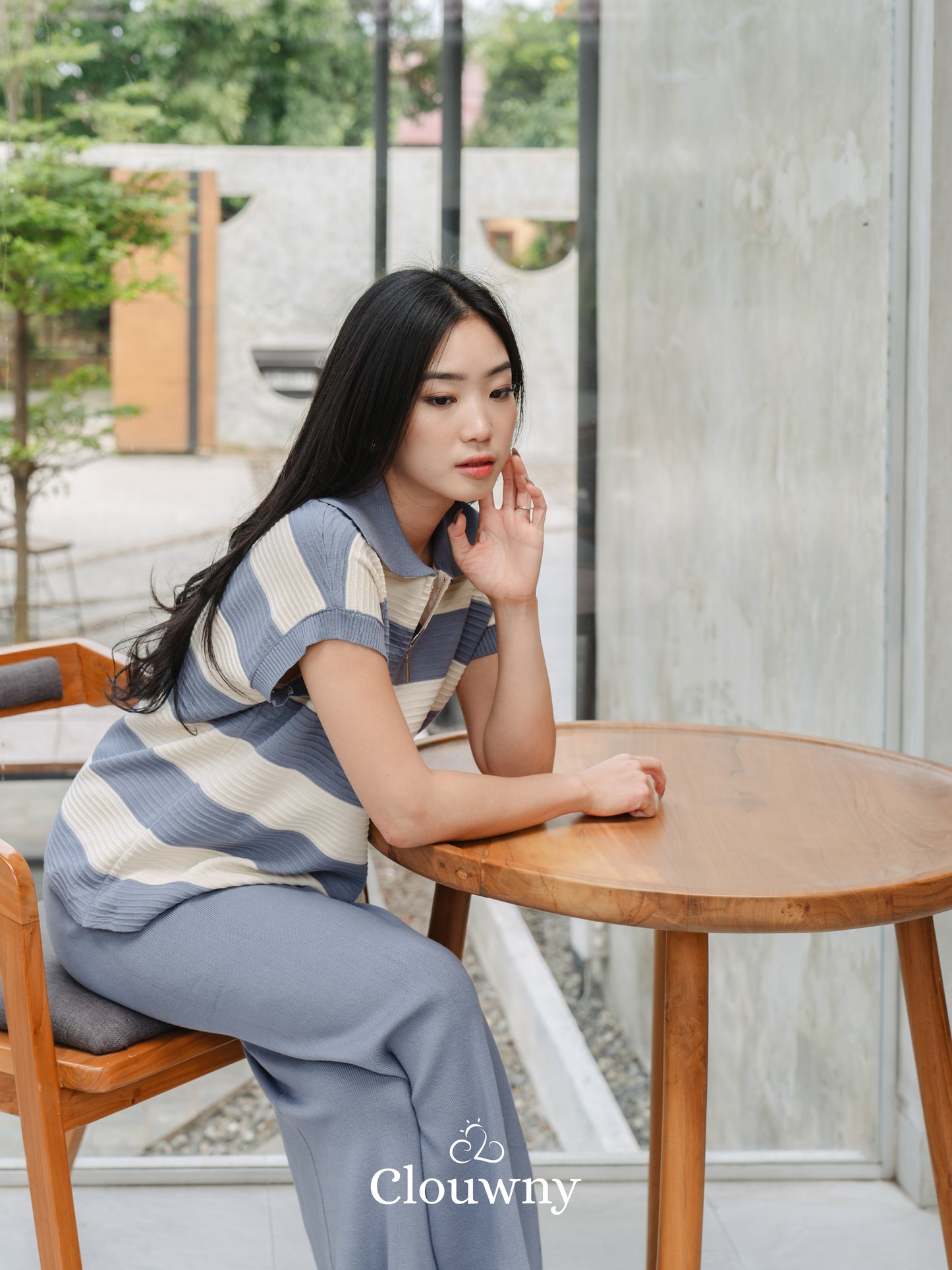 Vio Stripes Knit Set - Light Blue