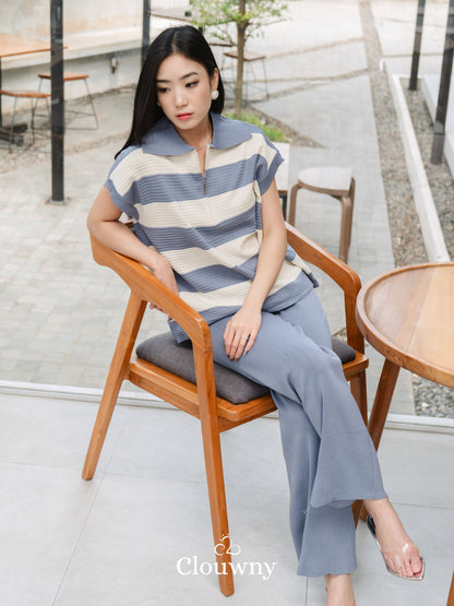 Vio Stripes Knit Set - Light Blue