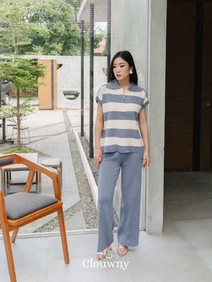 Vio Stripes Knit Set - Light Blue