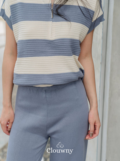 Vio Stripes Knit Set - Light Blue